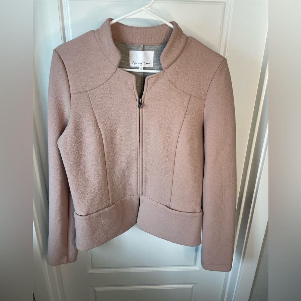 NWT - Symphony + Note Pink Blazer Jacket Size Small Full Zip Stretch